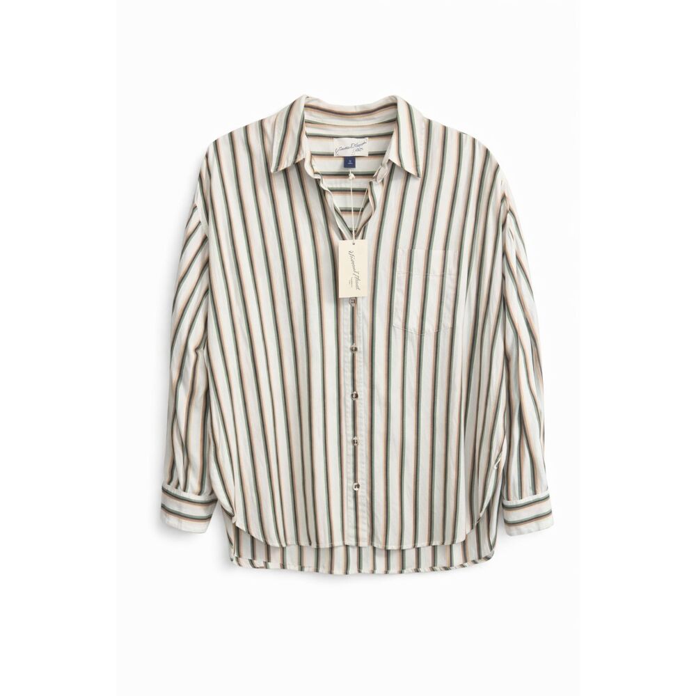 Universal Thread Striped Button Up Shirt | Relaxed Fit | Casual Everyday Top